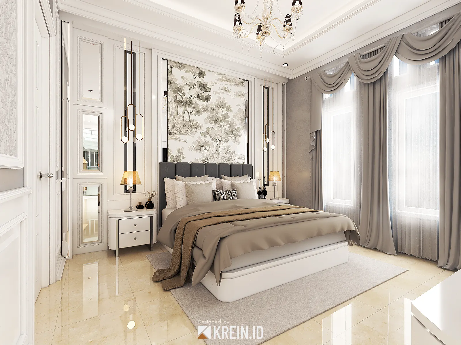 Design Rumah Mrs. DWI — Kamar Utama — interior oleh KREIN Pekanbaru