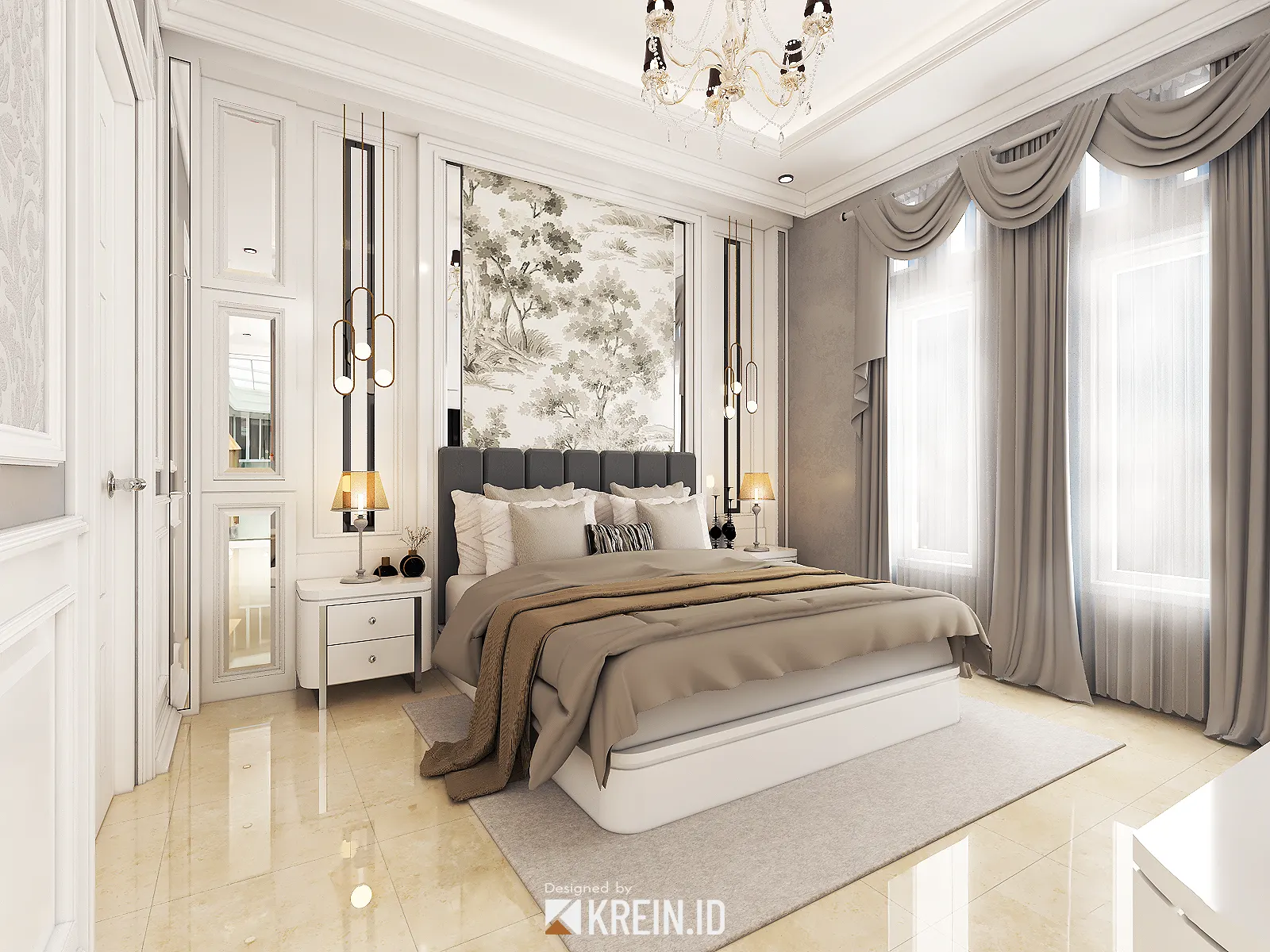 Design Rumah Mrs. DWI — Kamar Utama — interior oleh KREIN Pekanbaru