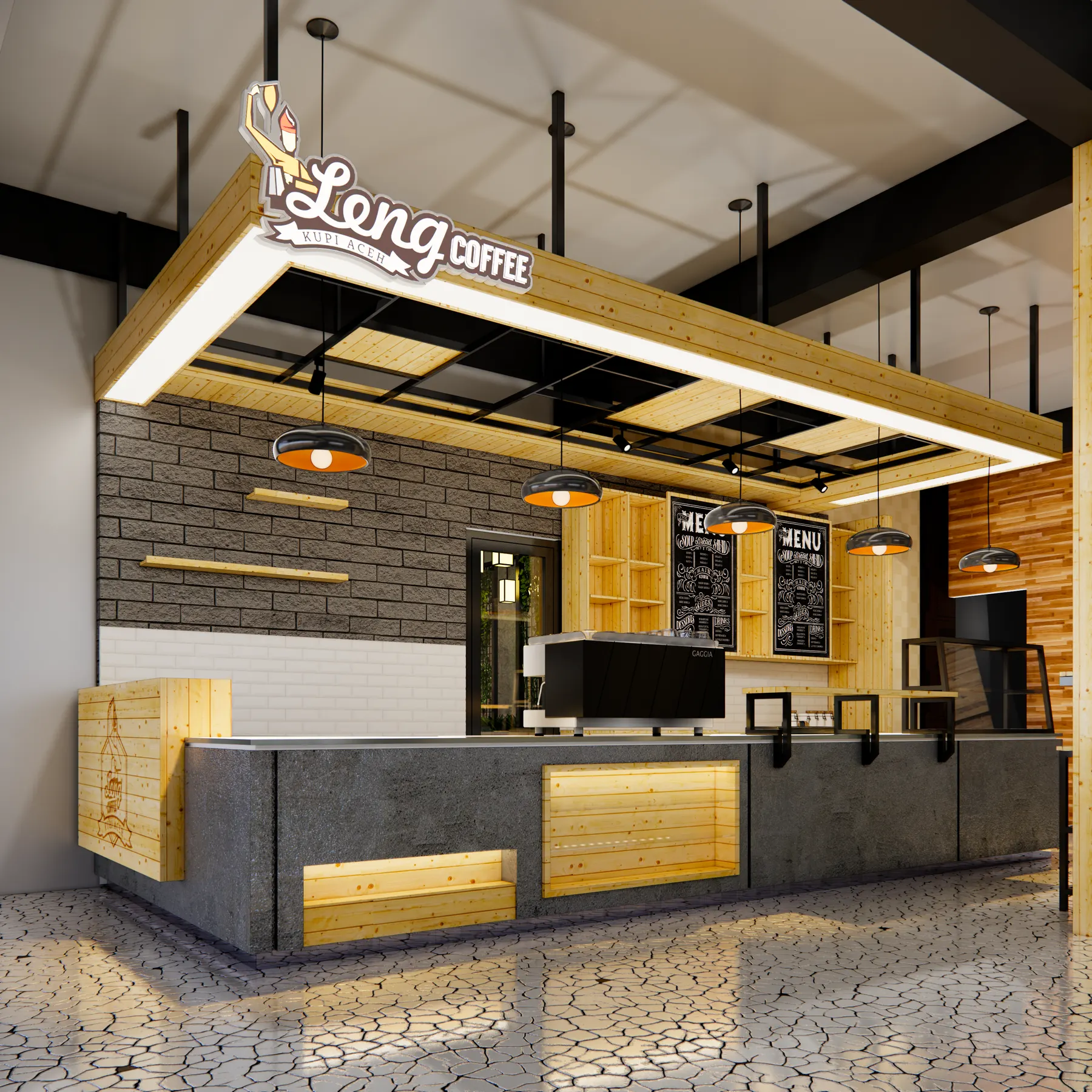 Leng Coffee Arifin Ahmad — Bar & VIP Room — interior oleh KREIN Pekanbaru