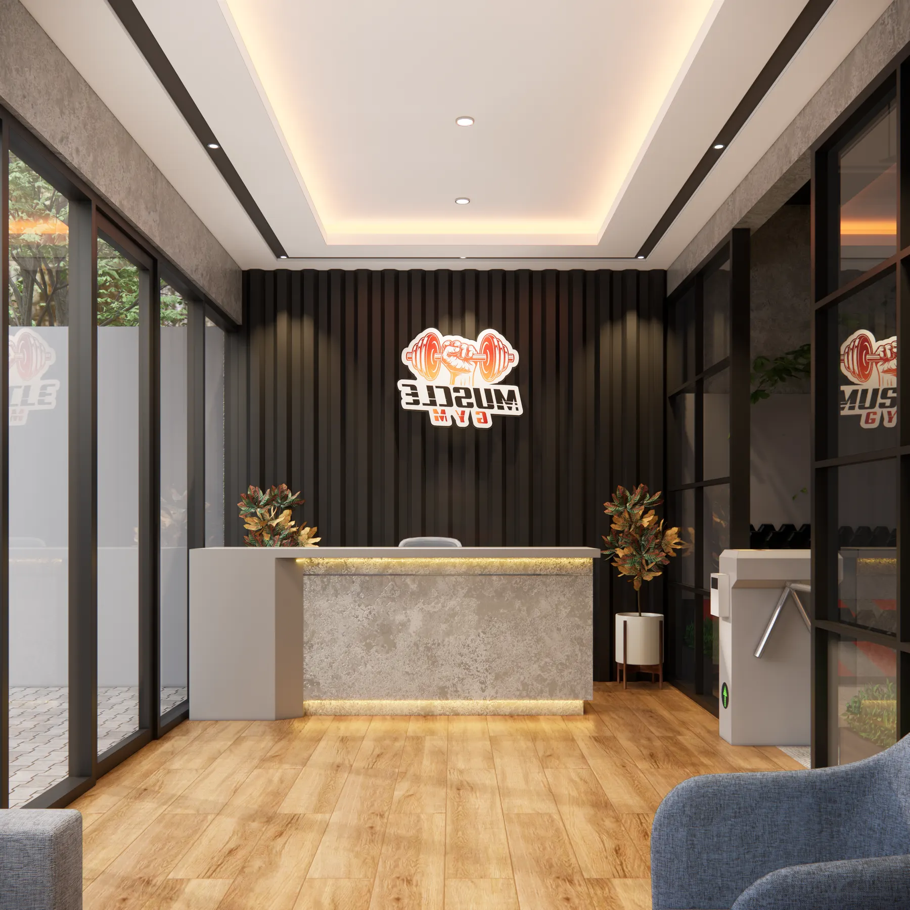 Muscle Gym — Gym — interior oleh KREIN Pekanbaru